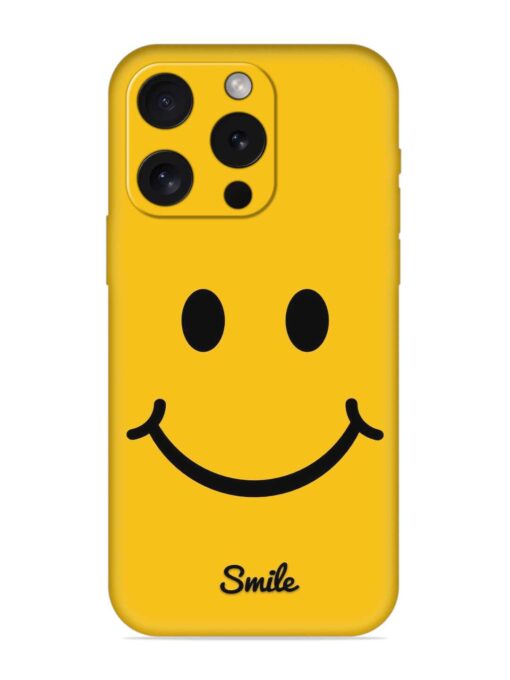 Yellow Smiley Embossed Soft Silicone Case for Apple Iphone 15 Pro Zapvi