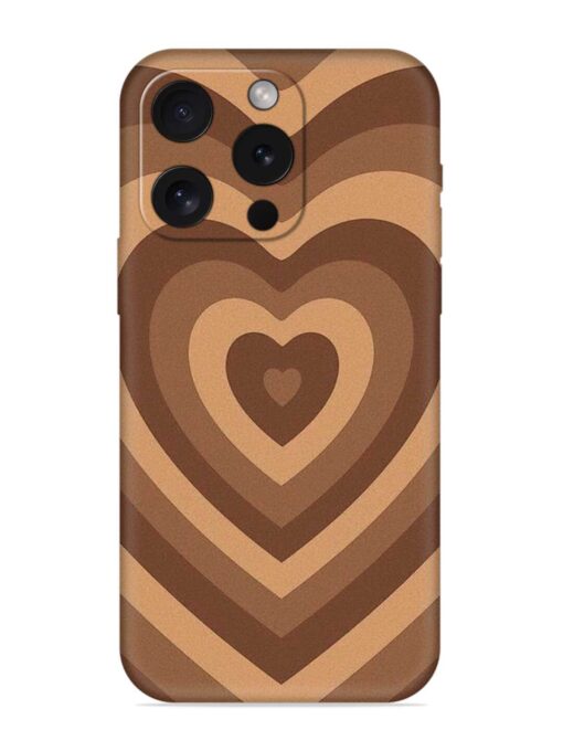 Brown Heart Embossed Soft Silicone Case for Apple Iphone 15 Pro Zapvi