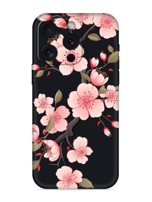 Cherry Blossom Embossed Soft Silicone Case for Apple Iphone 15 Pro Zapvi