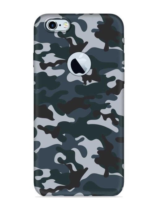 Dark Blue Army Military Art Embossed Soft Silicone Case for Apple Iphone 6 (Logo Cut) Zapvi