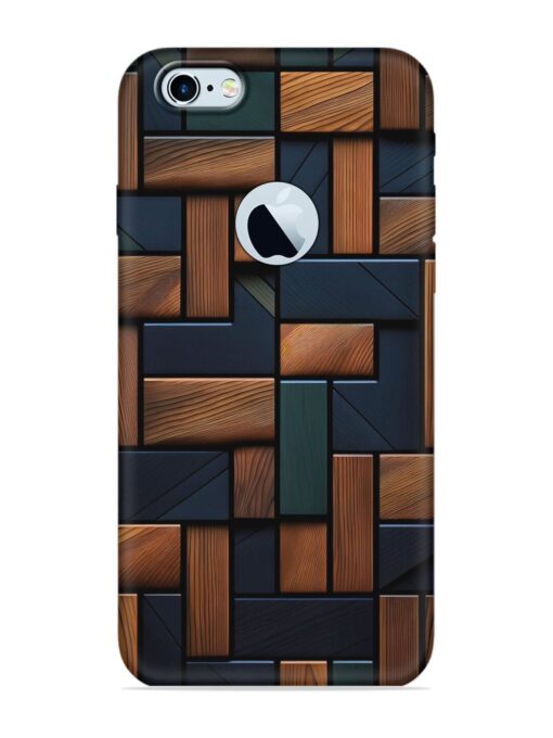 Wooden Background Cubes Embossed Soft Silicone Case for Apple Iphone 6 (Logo Cut) Zapvi