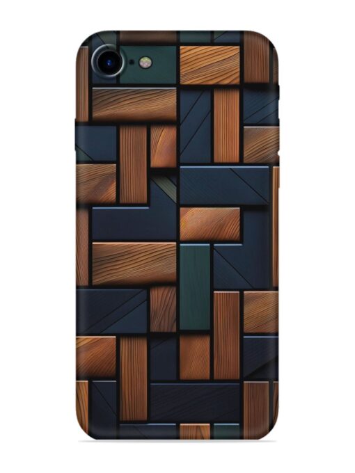 Wooden Background Cubes Embossed Soft Silicone Case for Apple Iphone 7 Zapvi