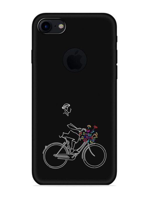 Minimalist Cycle Art Embossed Soft Silicone Case for Apple Iphone 7 (Logo Cut) Zapvi