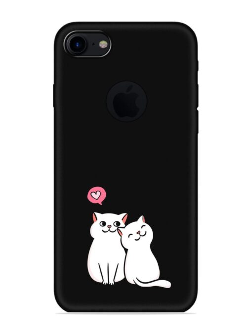 Cute Loving Cats Embossed Soft Silicone Case for Apple Iphone 7 (Logo Cut) Zapvi