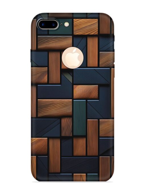 Wooden Background Cubes Embossed Soft Silicone Case for Apple Iphone 7 Plus (Logo Cut) Zapvi