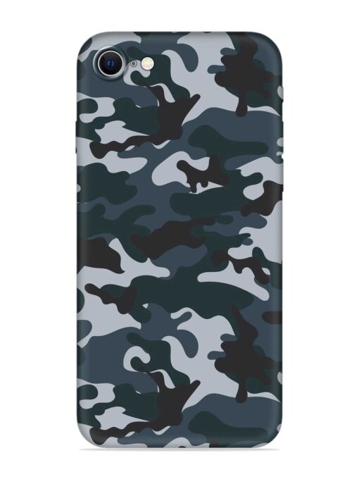 Dark Blue Army Military Art Embossed Soft Silicone Case for Apple Iphone Se (2020) Zapvi