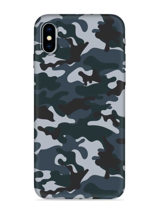 Dark Blue Army Military Art Embossed Soft Silicone Case for Apple Iphone X Zapvi