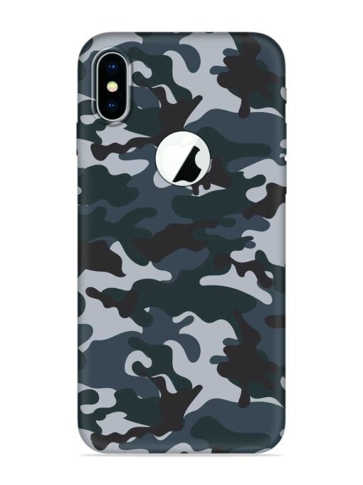 Dark Blue Army Military Art Embossed Soft Silicone Case for Apple Iphone X (Logo Cut) Zapvi