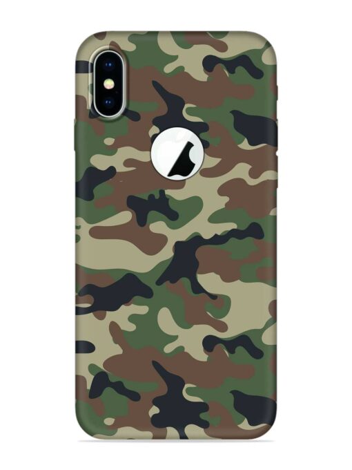 Army Military Camouflage Dark Green Embossed Soft Silicone Case for Apple Iphone X (Logo Cut) Zapvi