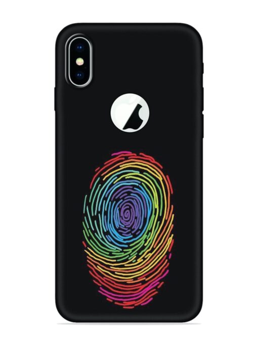 Fingerprint Of Thumb Art Embossed Soft Silicone Case for Apple Iphone X (Logo Cut) Zapvi