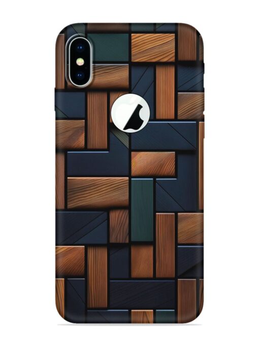 Wooden Background Cubes Embossed Soft Silicone Case for Apple Iphone X (Logo Cut) Zapvi