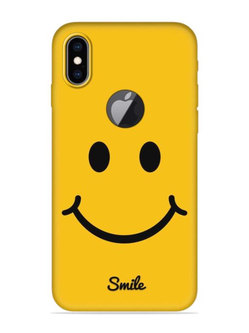 Yellow Smiley Embossed Soft Silicone Case for Apple Iphone Xs Max (Logo Cut) Zapvi