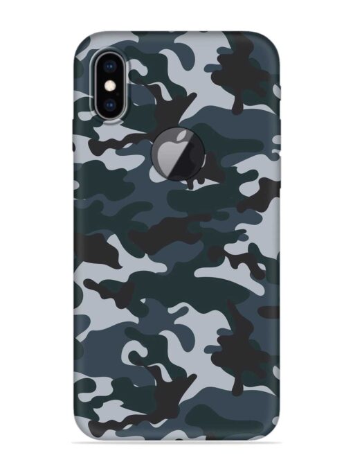 Dark Blue Army Military Art Embossed Soft Silicone Case for Apple Iphone Xs Max (Logo Cut) Zapvi