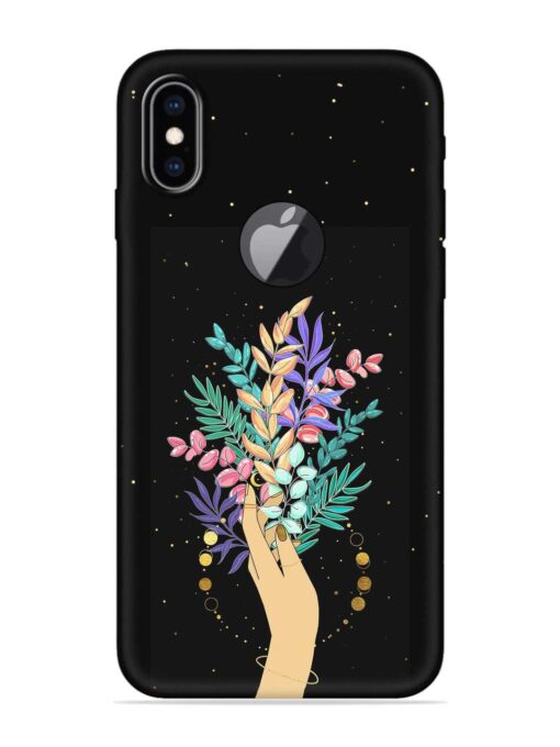 Flower On Hand Embossed Soft Silicone Case for Apple Iphone Xs Max (Logo Cut) Zapvi