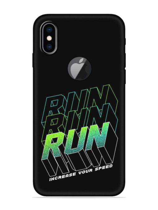 Run Embossed Soft Silicone Case for Apple Iphone Xs Max (Logo Cut) Zapvi