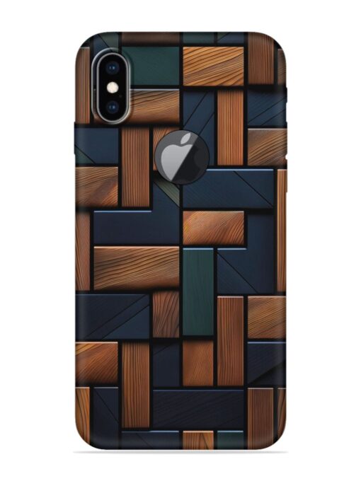 Wooden Background Cubes Embossed Soft Silicone Case for Apple Iphone Xs Max (Logo Cut) Zapvi