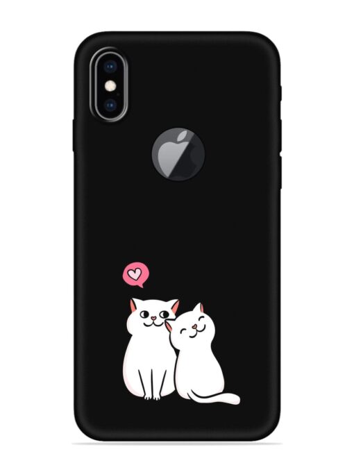 Cute Loving Cats Embossed Soft Silicone Case for Apple Iphone Xs Max (Logo Cut) Zapvi