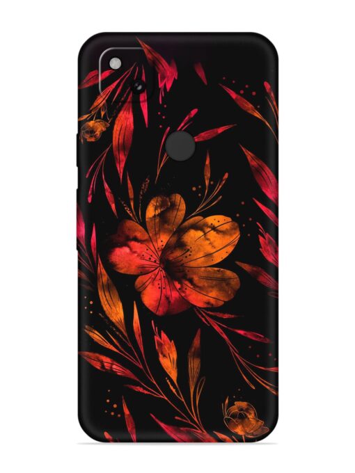 Red Flower Painting Embossed Soft Silicone Case for Google Pixel 4A Zapvi