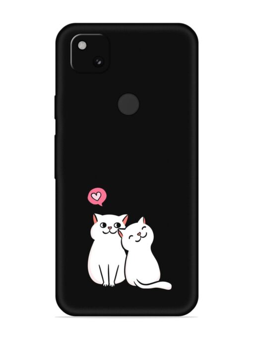 Cute Loving Cats Embossed Soft Silicone Case for Google Pixel 4A Zapvi