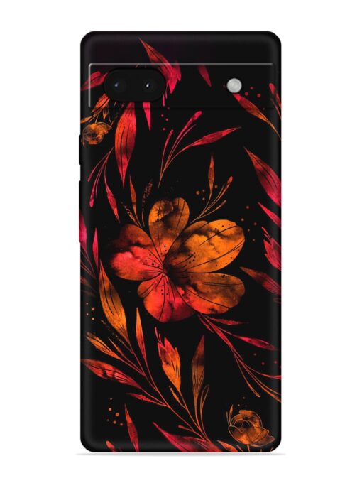 Red Flower Painting Embossed Soft Silicone Case for Google Pixel 6A Zapvi