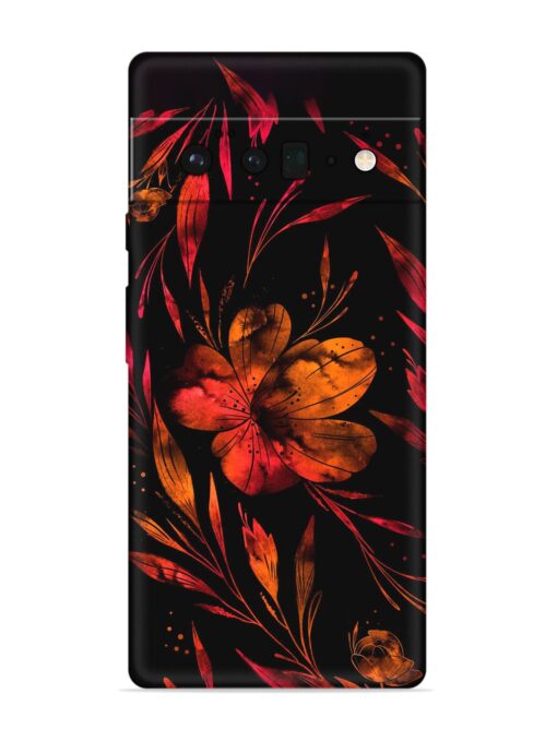 Red Flower Painting Embossed Soft Silicone Case for Google Pixel 6 Pro Zapvi