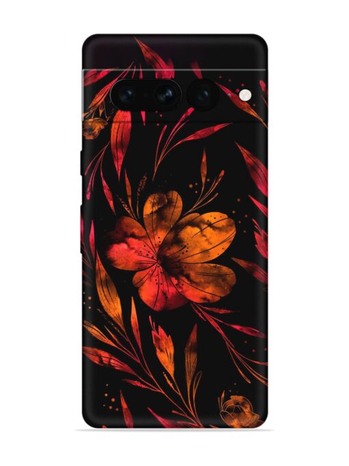 Red Flower Painting Embossed Soft Silicone Case for Google Pixel 7 Pro Zapvi