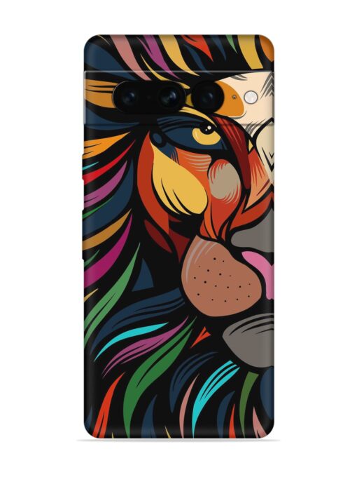 Trippy Lion Art Embossed Soft Silicone Case for Google Pixel 7 Pro Zapvi