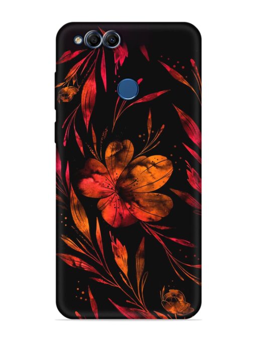 Red Flower Painting Embossed Soft Silicone Case for Honor 7X Zapvi