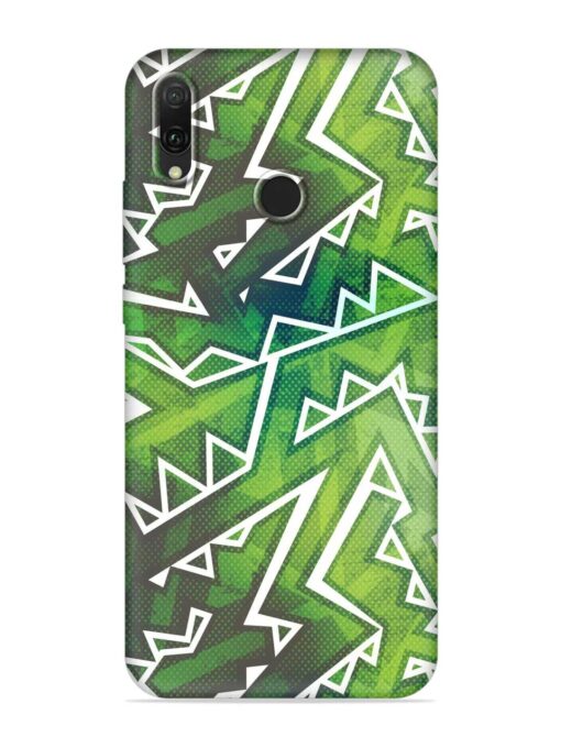 Green Graffiti Seamless Embossed Soft Silicone Case for Honor Y9 (2019) Zapvi