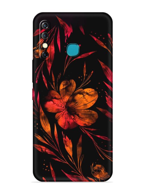 Red Flower Painting Embossed Soft Silicone Case for Infinix Hot 8 Zapvi