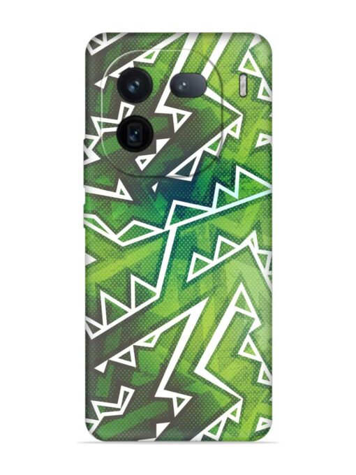 Green Graffiti Seamless Embossed Soft Silicone Case for Iqoo 12 (5G) Zapvi