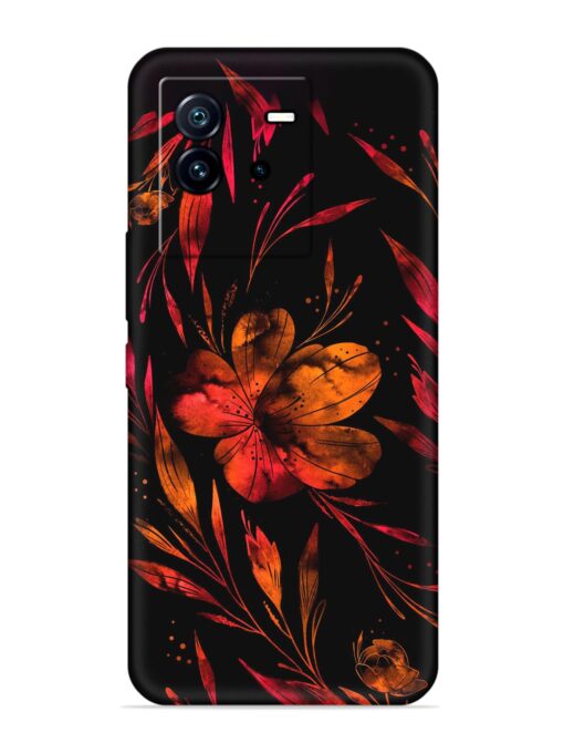 Red Flower Painting Embossed Soft Silicone Case for Iqoo Neo 6 (5G) Zapvi