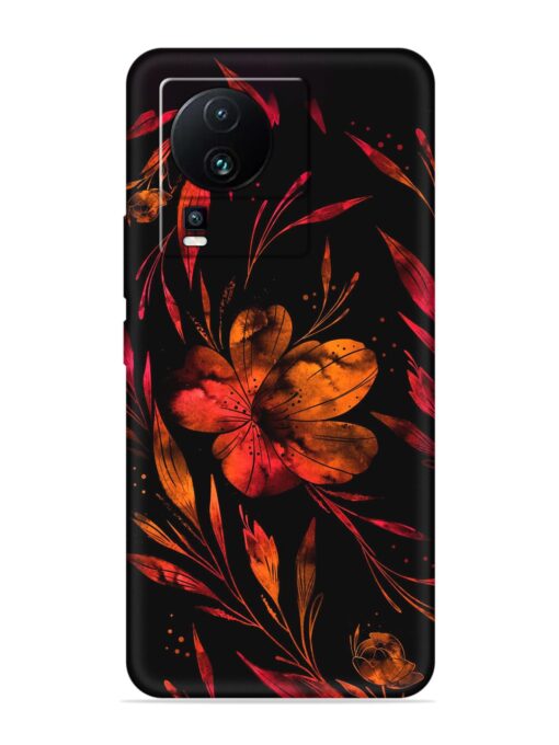 Red Flower Painting Embossed Soft Silicone Case for Iqoo Neo 7 (5G) Zapvi