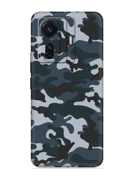 Dark Blue Army Military Art Embossed Soft Silicone Case for Iqoo Z6 (5G) Zapvi