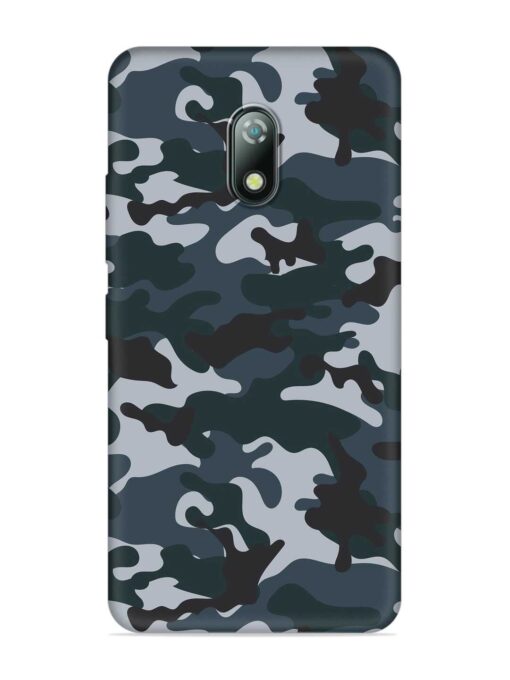 Dark Blue Army Military Art Embossed Soft Silicone Case for Itel A23 Zapvi