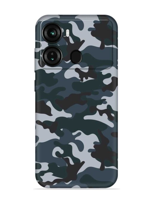 Dark Blue Army Military Art Embossed Soft Silicone Case for Itel P40 Zapvi