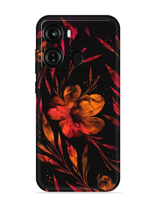 Red Flower Painting Embossed Soft Silicone Case for Itel P40 Zapvi