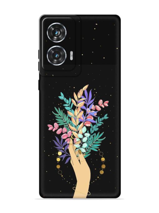 Flower On Hand Embossed Soft Silicone Case for Motorola Moto Edge 50 Fusion (5G) Zapvi