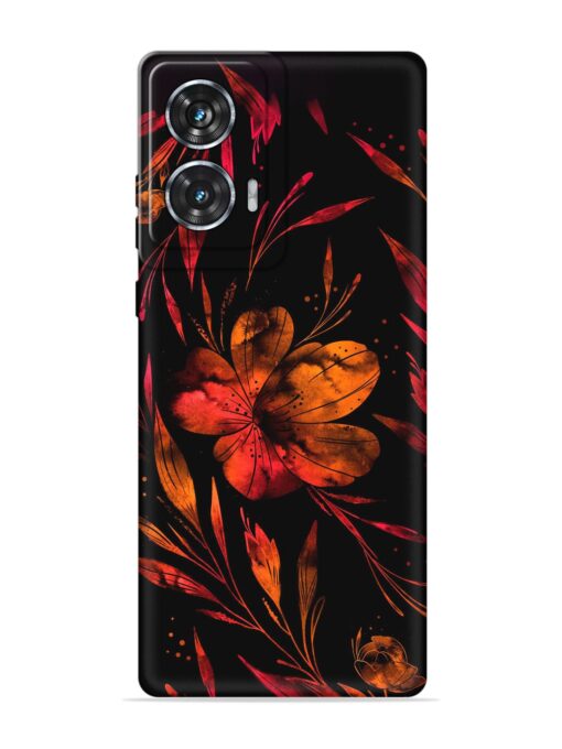 Red Flower Painting Embossed Soft Silicone Case for Motorola Moto Edge 50 Fusion (5G) Zapvi