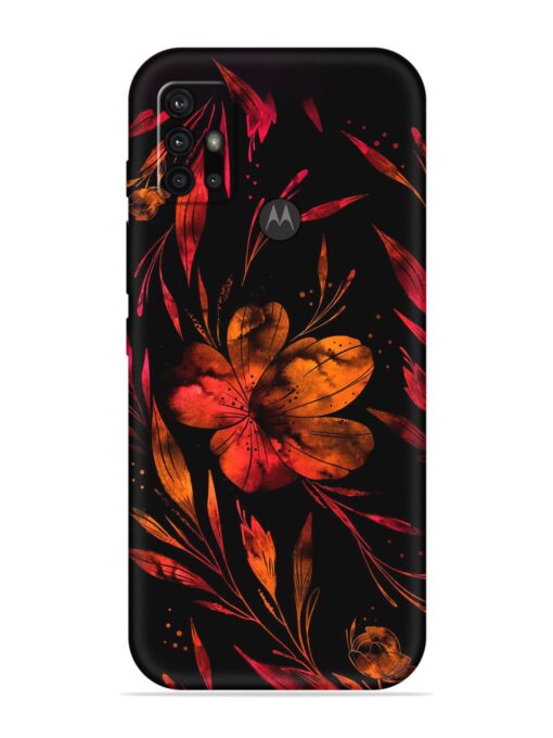 Red Flower Painting Embossed Soft Silicone Case for Motorola Moto G30 Zapvi