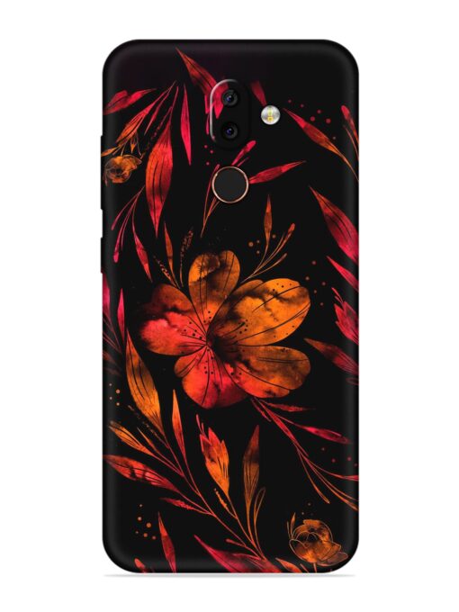 Red Flower Painting Embossed Soft Silicone Case for Nokia 7 Zapvi