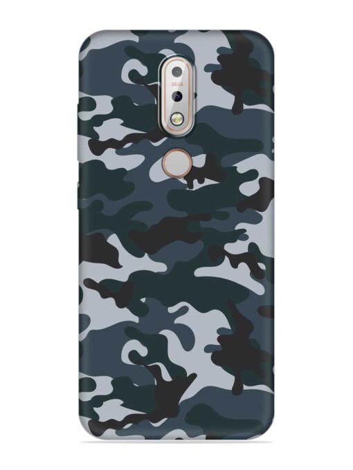 Dark Blue Army Military Art Embossed Soft Silicone Case for Nokia 7.1 Zapvi