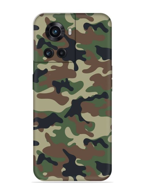 Army Military Camouflage Dark Green Embossed Soft Silicone Case for Oneplus 10R (5G) Zapvi