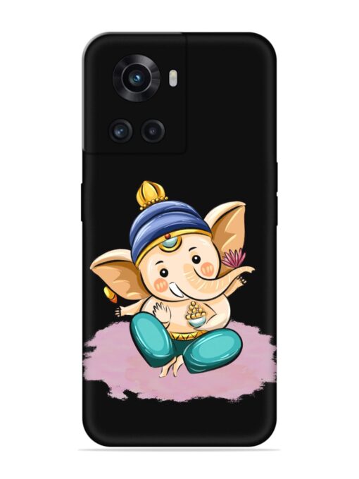 Bal Ganesh Vector Art Embossed Soft Silicone Case for Oneplus 10R (5G) Zapvi