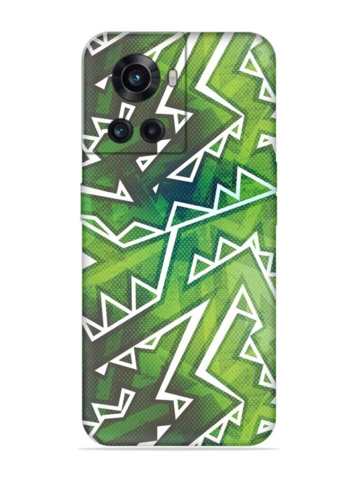 Green Graffiti Seamless Embossed Soft Silicone Case for Oneplus 10R (5G) Zapvi