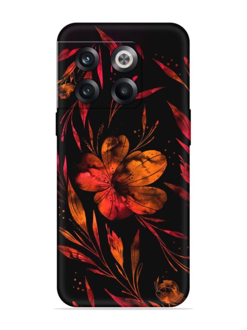 Red Flower Painting Embossed Soft Silicone Case for Oneplus 10T (5G) Zapvi