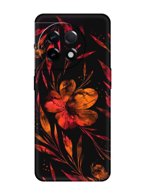 Red Flower Painting Embossed Soft Silicone Case for Oneplus 11R (5G) Zapvi