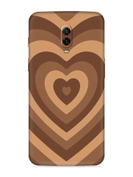 Brown Heart Embossed Soft Silicone Case for Oneplus 6T Zapvi