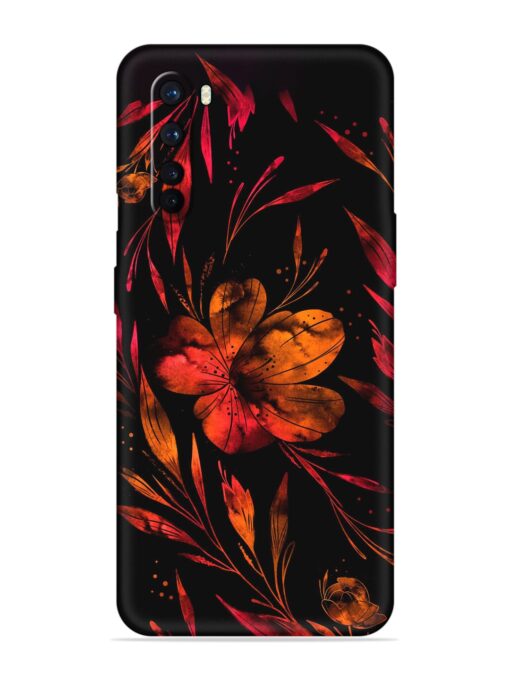 Red Flower Painting Embossed Soft Silicone Case for Oneplus Nord Zapvi