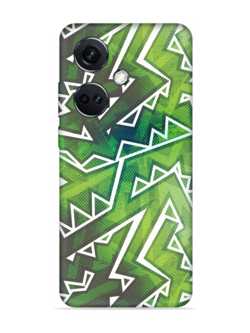 Green Graffiti Seamless Embossed Soft Silicone Case for Oneplus Nord Ce 3 (5G) Zapvi